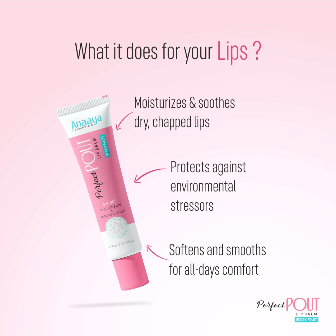 Anaaya Perfect Pout Lip Balm SPF 30 Enriched with Shea and Cocoa Butter Berry Fruit