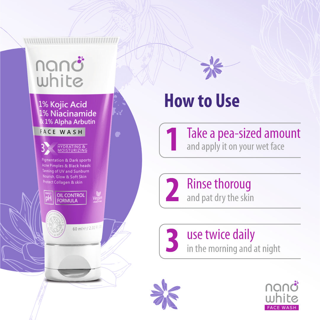 Nano White Face Wash | Kojic Acid, Niacinamide & Alpha Arbutin