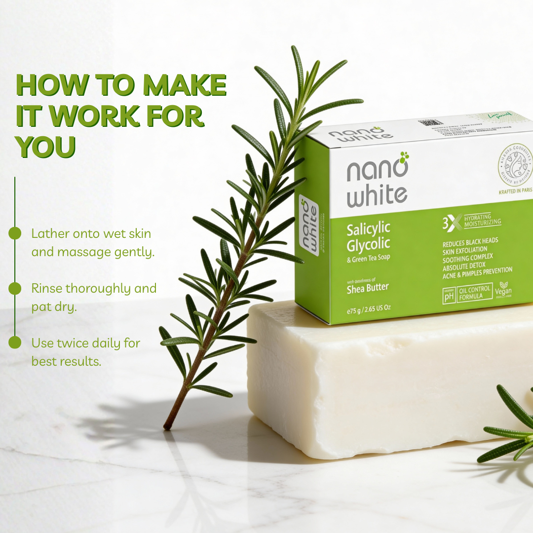 Nano White Soap Pack of 3 | Salicylic, Glycolic Acid & Green Tea