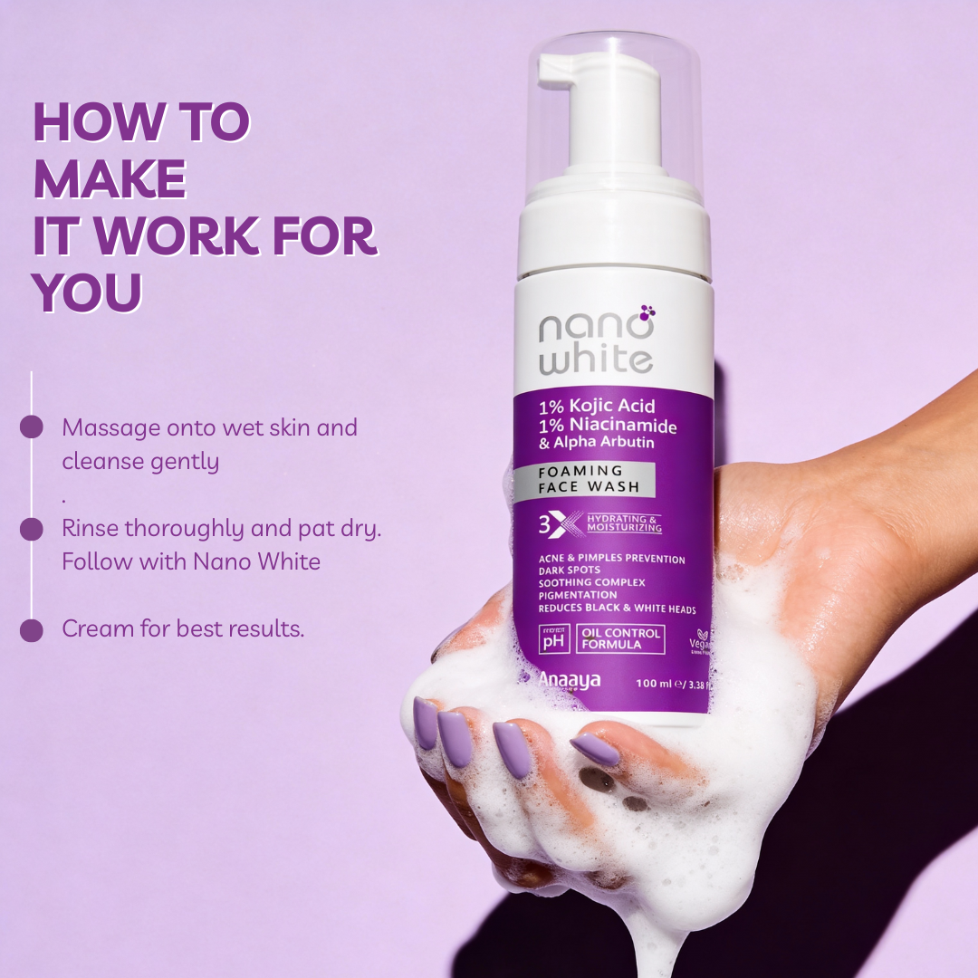 Nano White 1% Kojic Acid, 1 % Niacinamide & Alpha Arbutin |Acne Pimple|Dark Spot|Lightening Brightening Pigmentation Foaming Face wash 100 ml