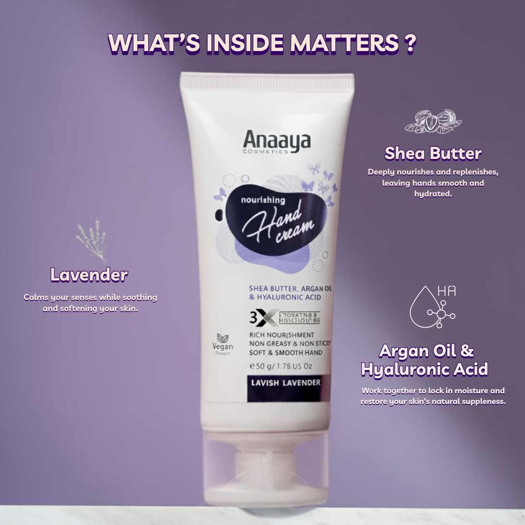 Nourishing Hand Cream |Lavish Lavender | with Shea Butter, argan Oil & Hyaluronic Acid 50 g