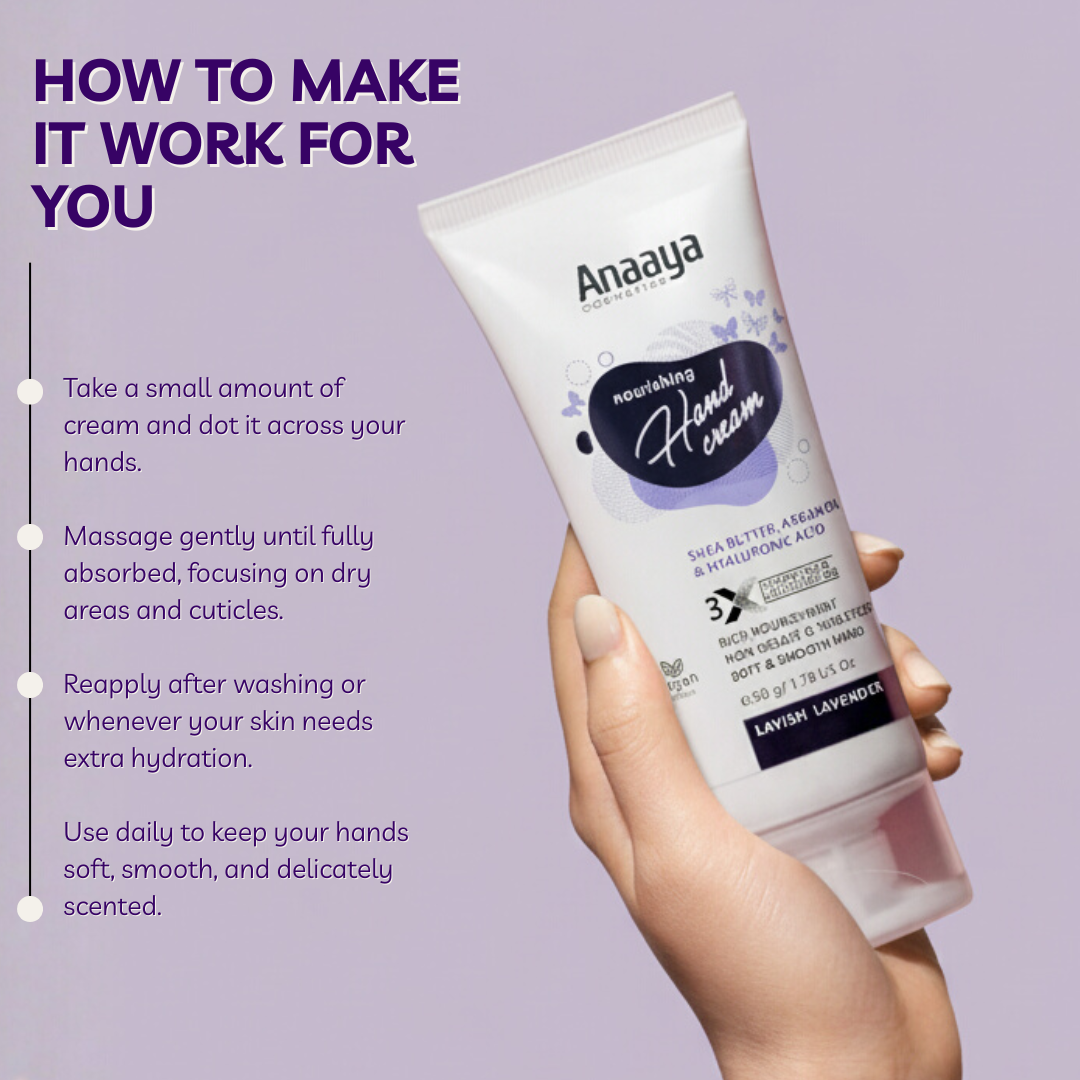 Nourishing Hand Cream |Lavish Lavender | with Shea Butter, argan Oil & Hyaluronic Acid 50 g