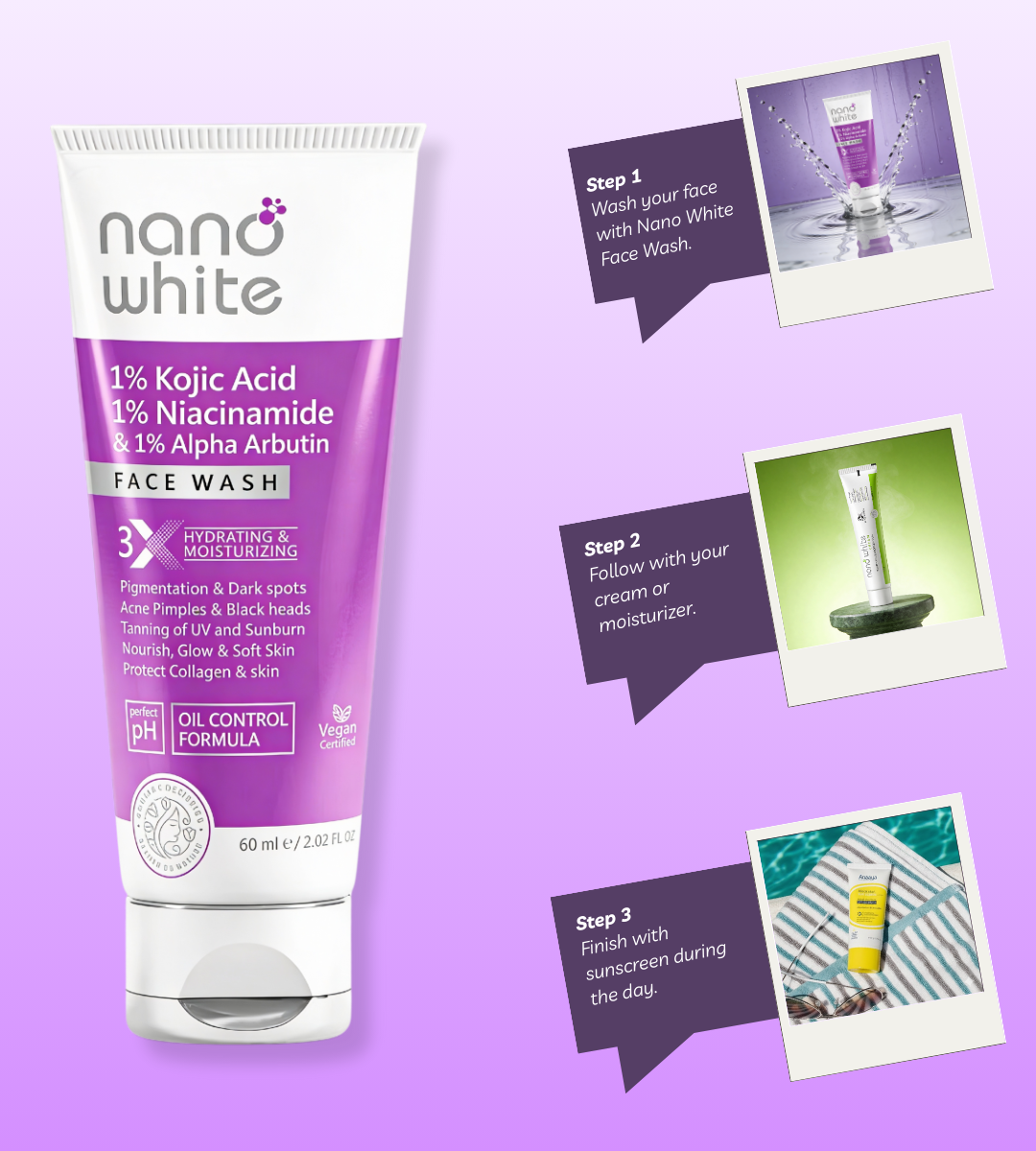 Nano White Face Wash | 1% Kojic Acid and 1% Niacinamide