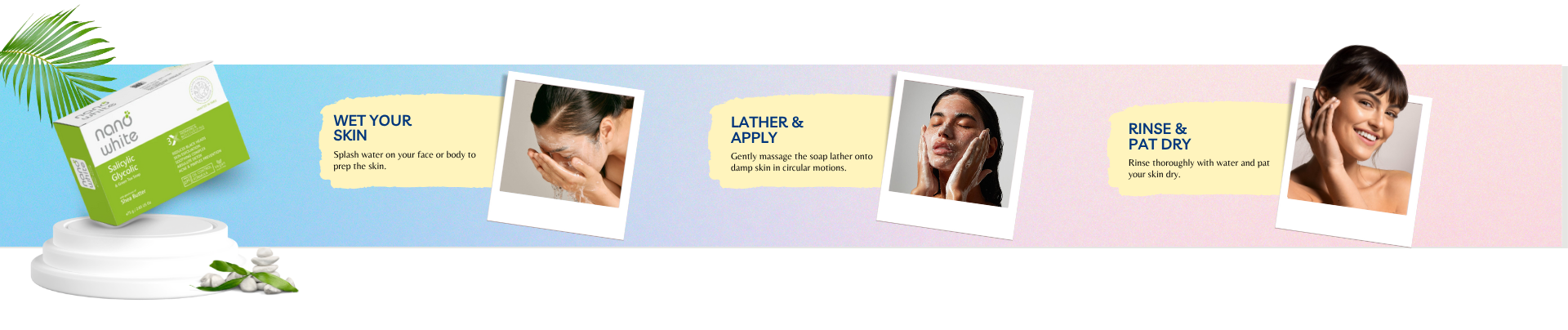 Nano White Soap Pack of 3 | Salicylic, Glycolic Acid & Green Tea