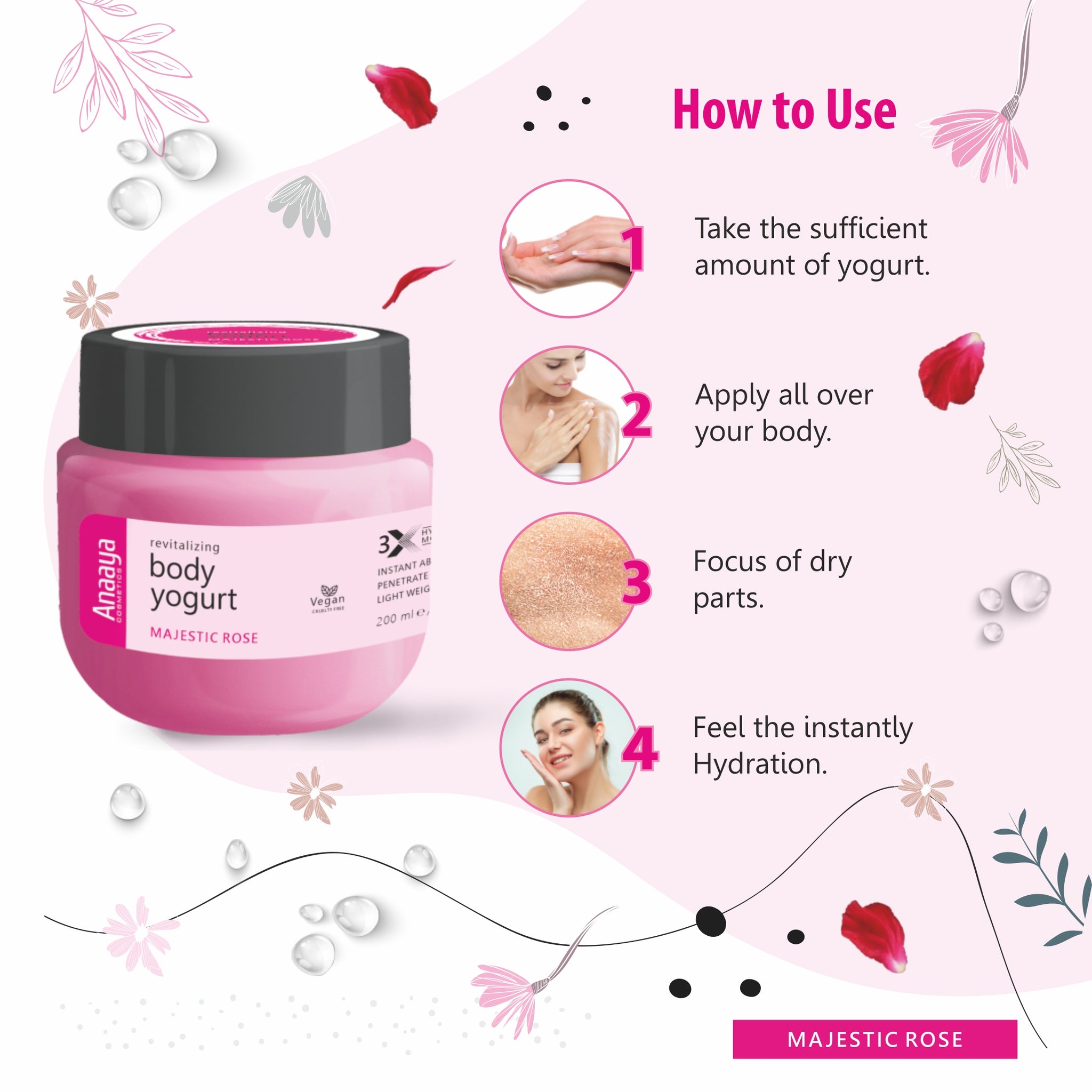 Revitalizing Body Yogurt | Majestic Rose | 3x Hydration & Moisturizing 200ml