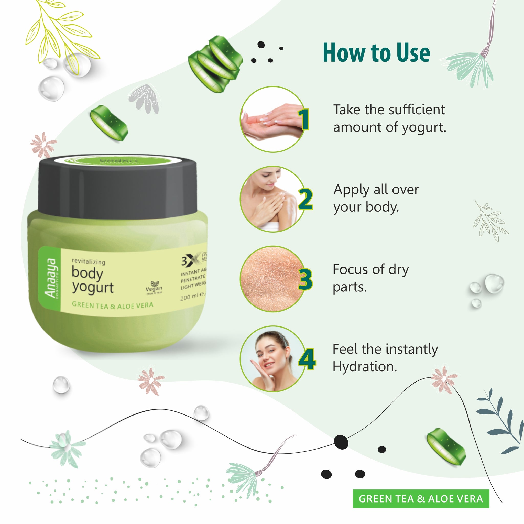 Revitalizing Body Yogurt | Green Tea & Aloe Vera | 3x Hydration & Moisturizing 200ml