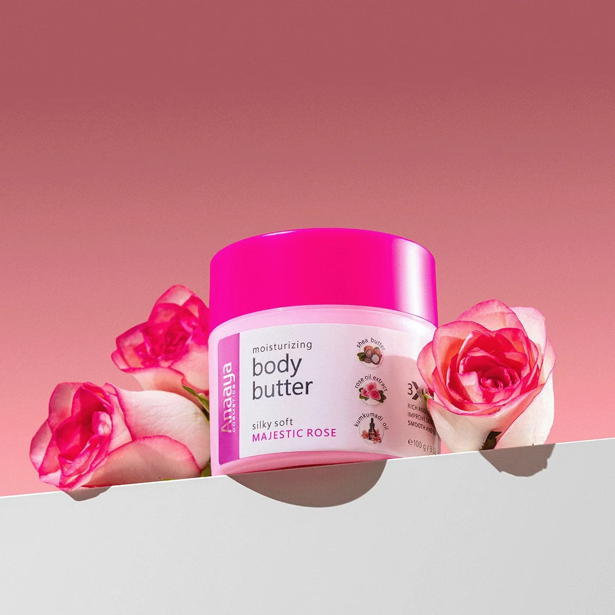 Moisturising Body Butter | Silky soft Majestic Rose | 72-Hour Hydration 100 g