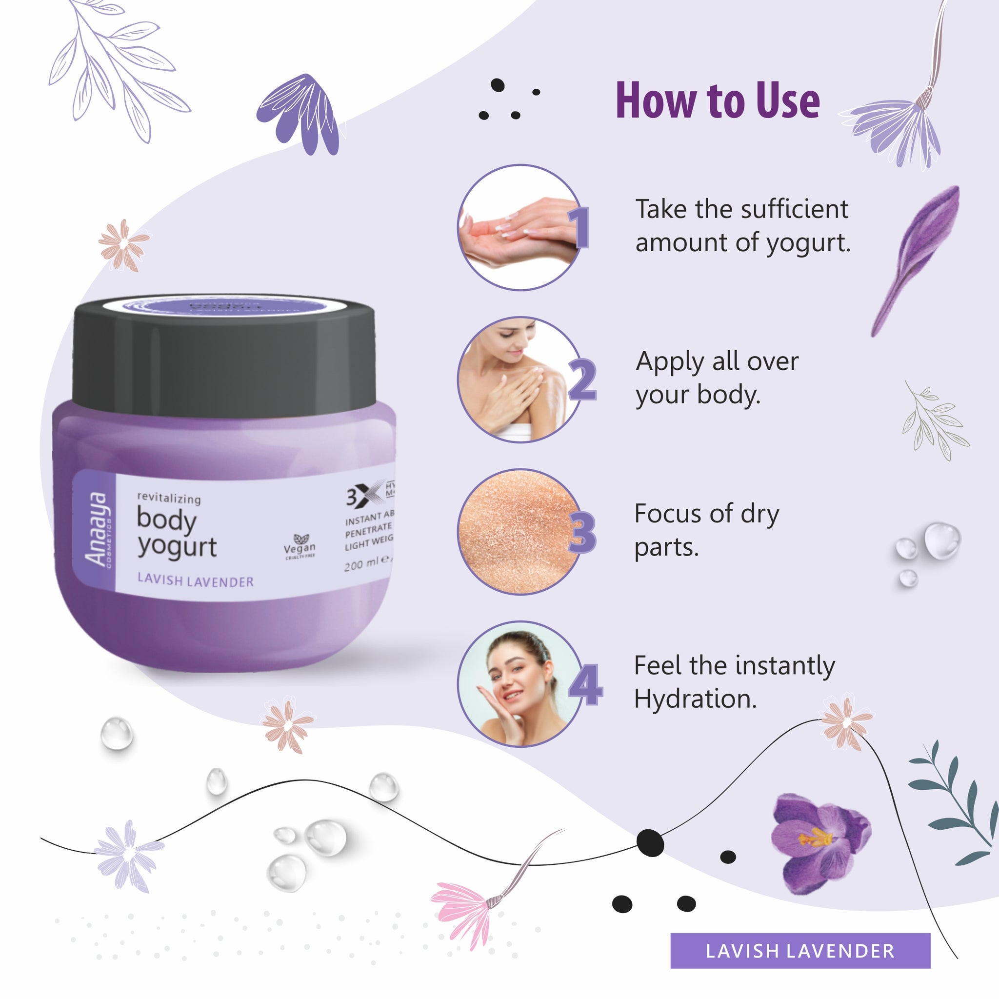 Revitalizing Body Yogurt | Lavish Lavender | 3x Hydration & Moisturizing 200ml