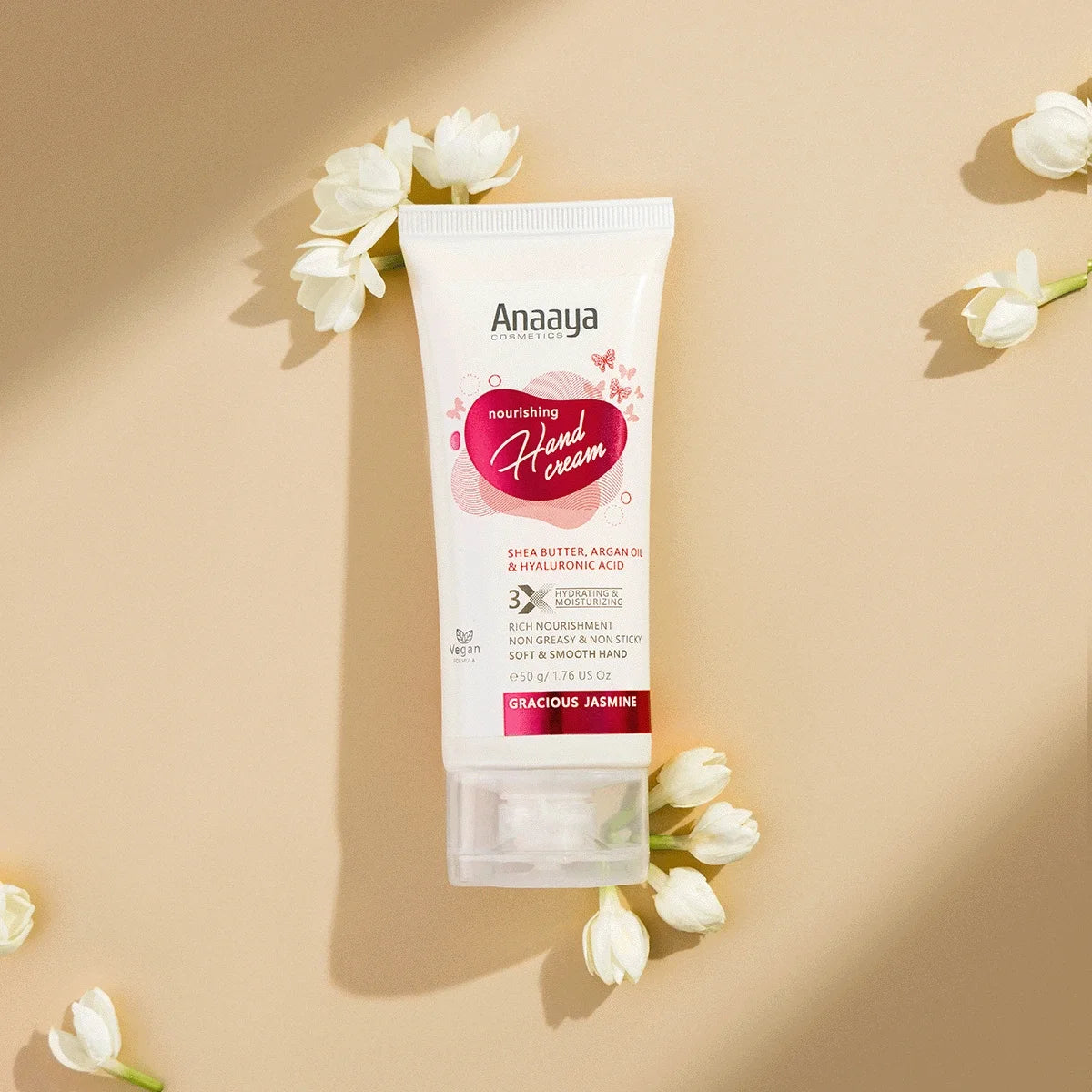 Nourishing Hand Cream | Gracious Jasmine | with Shea Butter, argan Oil & Hyaluronic Acid 50 g