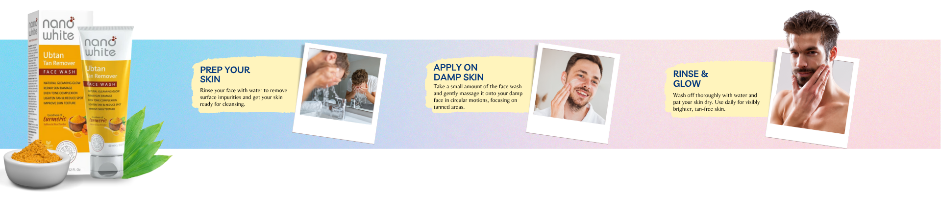 Nano White Ubtan Tan Remover |Turmeric Saffron Rice Water | Repair Sun Damage | Even Tone Complexion | Reduce Spot |Improve Texture Glow Face wash 60 ml