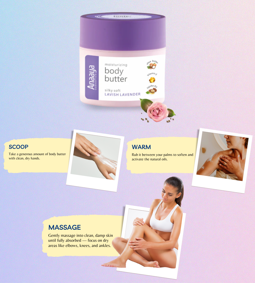 Lavender Body Butter with Jojoba Oil and Cocoa Butter