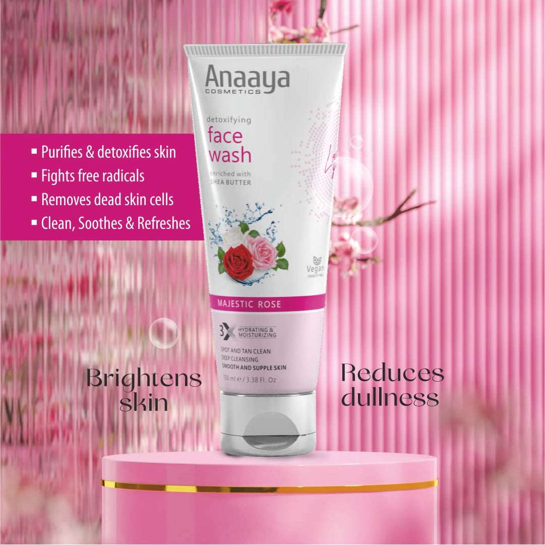 Radiant Defense Combo: Anaaya Block Star Sunscreen Lotion with Shea Butter & Avocado, SPF 50 PA+++, and Detoxifying Majestic Rose Face Wash. Deep cleansing with broad-spectrum UVA & UVB protection for all skin types