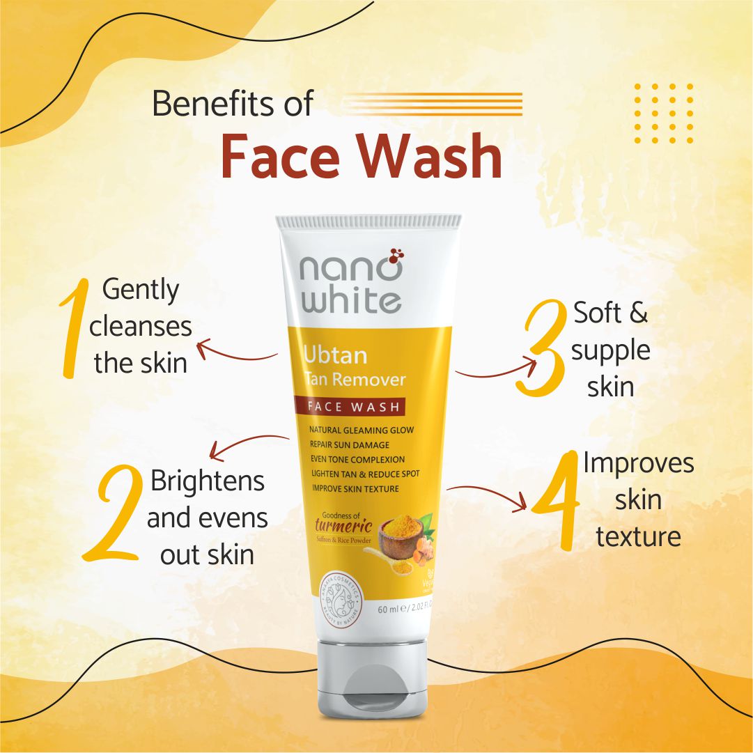 Nano White Face Wash with Turmeric & Saffron for Tan-Removal