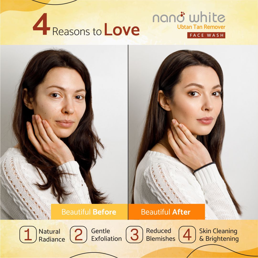 Nano White Ubtan Tan Remover |Turmeric Saffron Rice Water | Repair Sun Damage | Even Tone Complexion | Reduce Spot |Improve Texture Glow Face wash 60 ml (PACK OF 2)