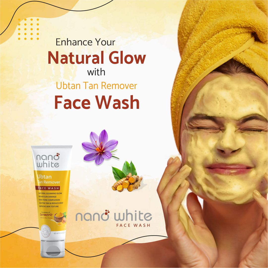 Nano White Ubtan Tan Remover |Turmeric Saffron Rice Water | Repair Sun Damage | Even Tone Complexion | Reduce Spot |Improve Texture Glow Face wash 60 ml (PACK OF 2)