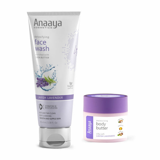 Anaaya Lavender Body Butter & Face Wash Combo | Shea & Jojoba Oil