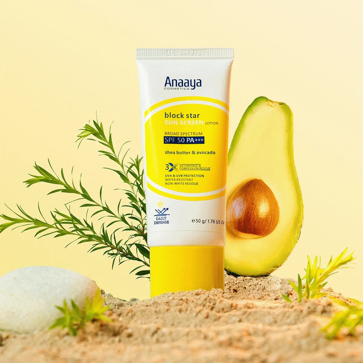 Block Star Sun Screen Lotion | Broad Spectrum SPF 50 PA+++ | with Shea Butter & Avocado  50 g