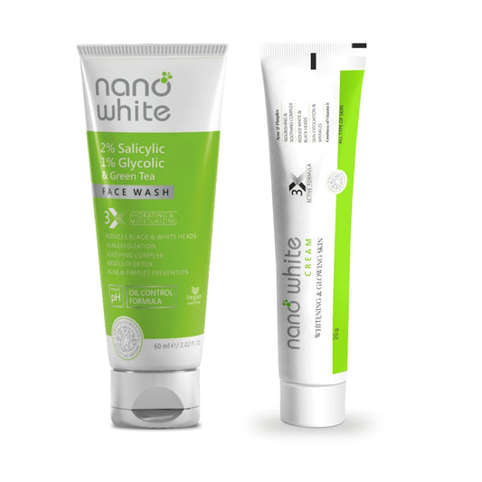 Nano White Salicylic Cream & Face Wash Combo for Clear, Radiant Skin