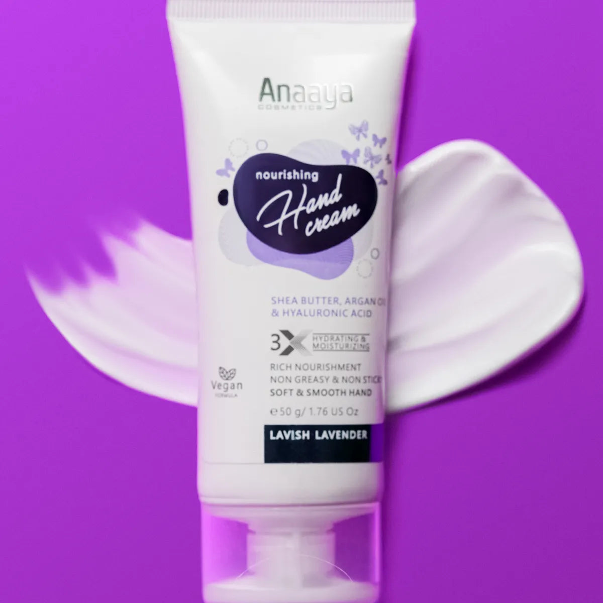 Nourishing Hand Cream |Lavish Lavender | with Shea Butter, argan Oil & Hyaluronic Acid 50 g