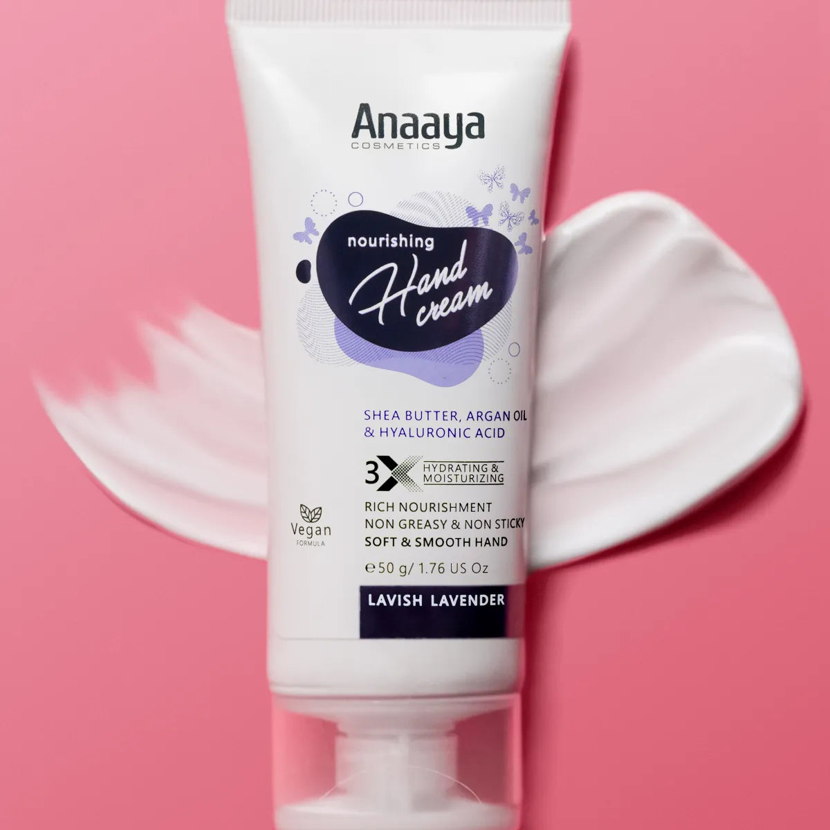 Nourishing Hand Cream |Lavish Lavender | with Shea Butter, argan Oil & Hyaluronic Acid 50 g
