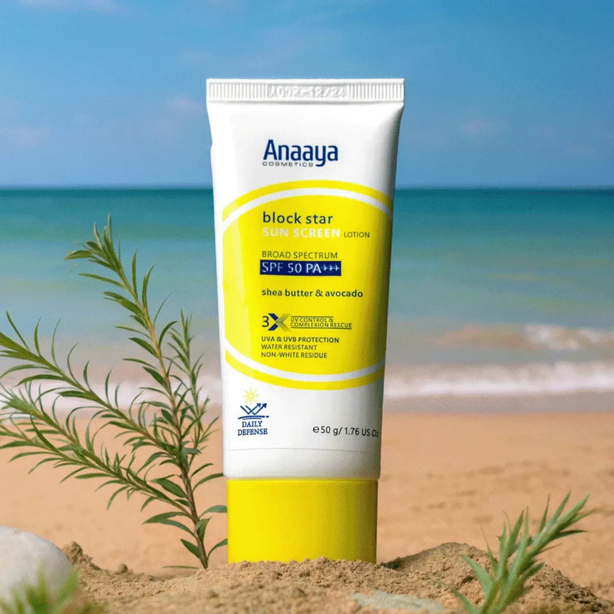 Block Star Sun Screen Lotion | Broad Spectrum SPF 50 PA+++ | with Shea Butter & Avocado  50 g