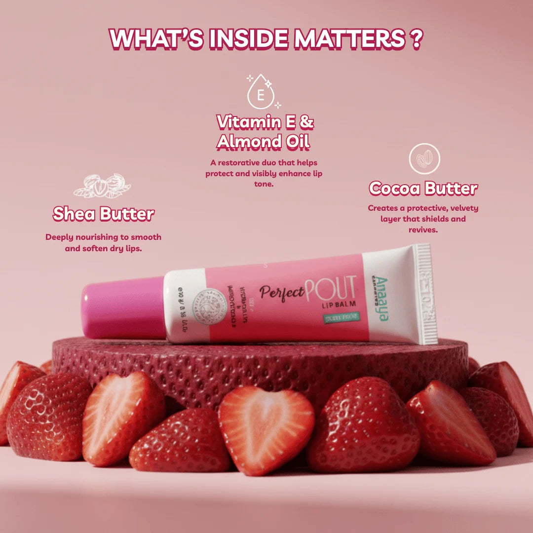 Anaaya Perfect Pout Lip Balm SPF 30 Enriched with Shea and Cocoa Butter Berry Fruit