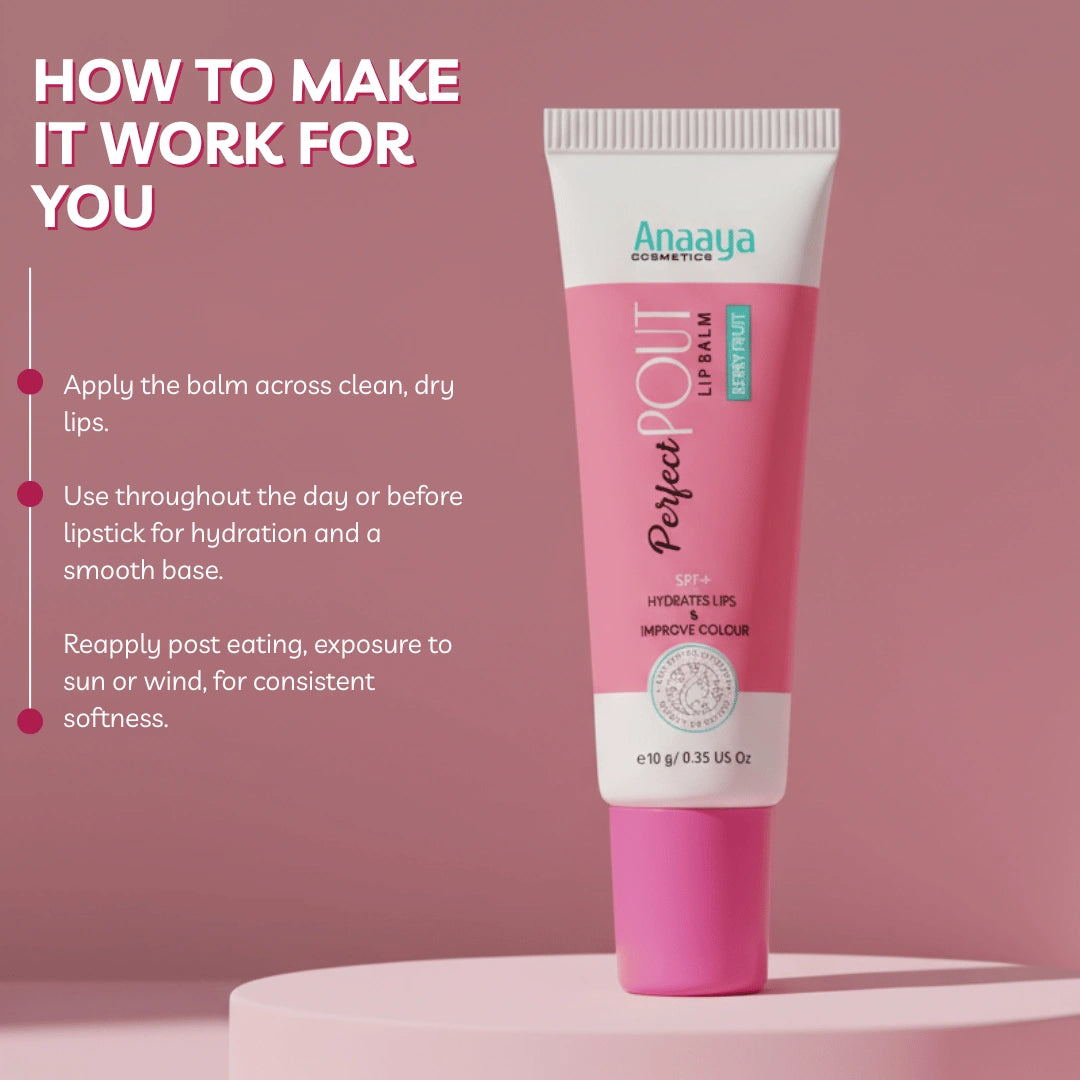 Anaaya Perfect Pout Lip Balm SPF 30 Enriched with Shea and Cocoa Butter Berry Fruit