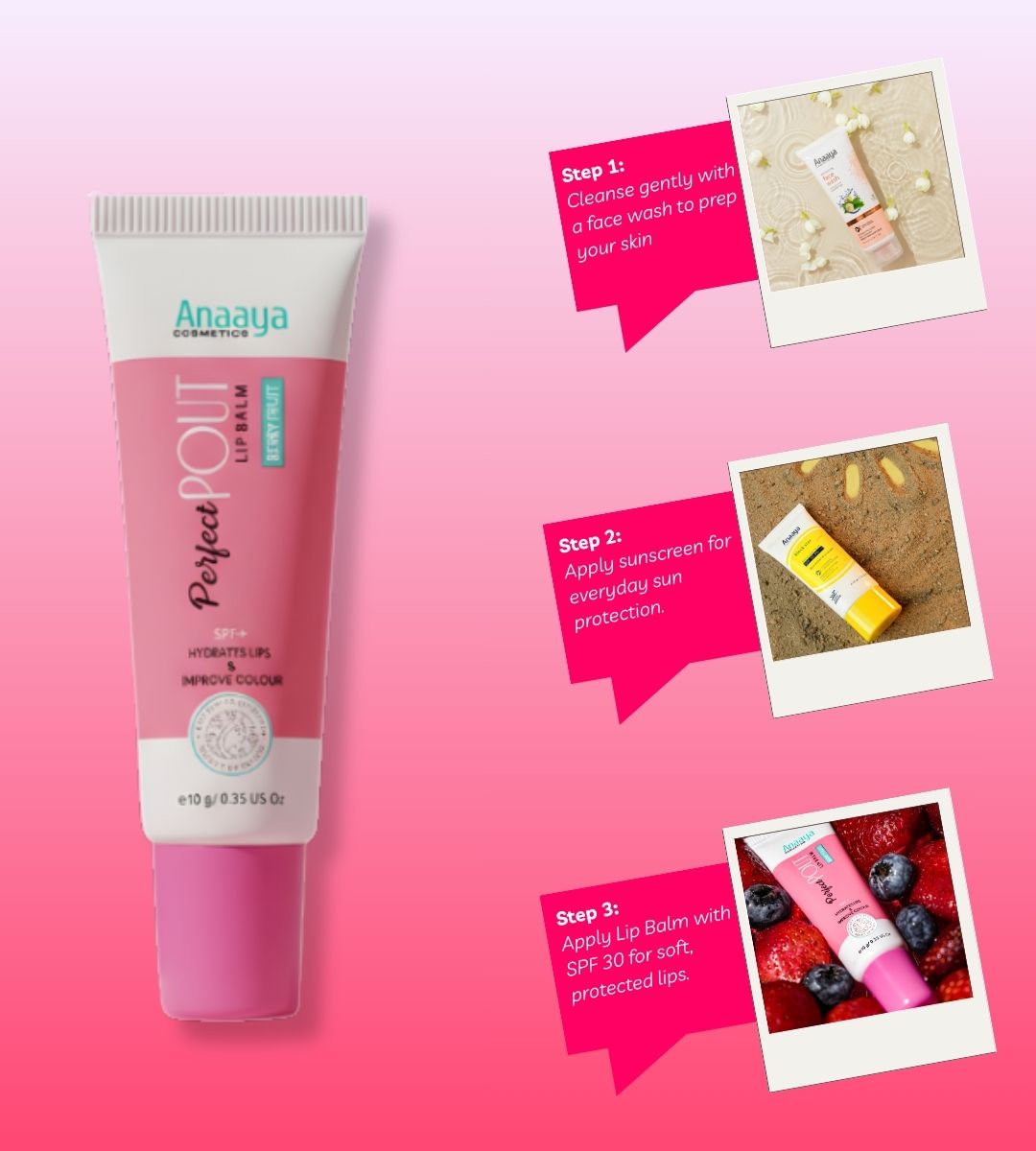 Anaaya Perfect Pout Lip Balm SPF 30 Enriched with Shea and Cocoa Butter Berry Fruit