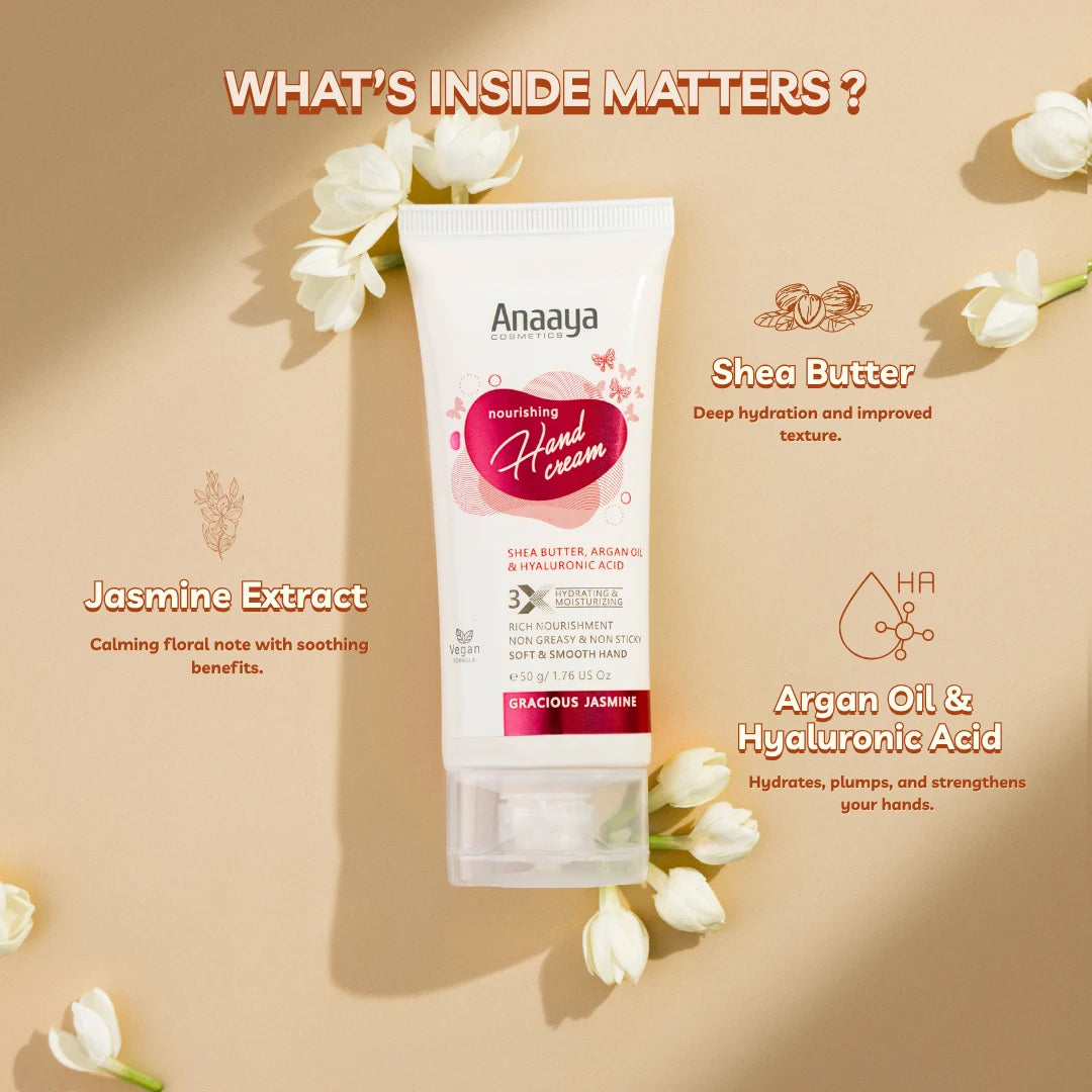 Nourishing Hand Cream | Gracious Jasmine | with Shea Butter, argan Oil & Hyaluronic Acid 50 g