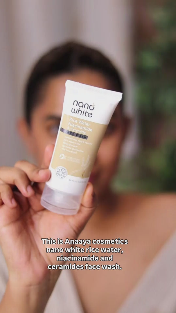 Nano White Rice Water, Niacinamide & Ceramide For Glass Skin | Tightening |Nourishing Glowing | Extra Hydrating |Anti Aging Face wash 60 ml