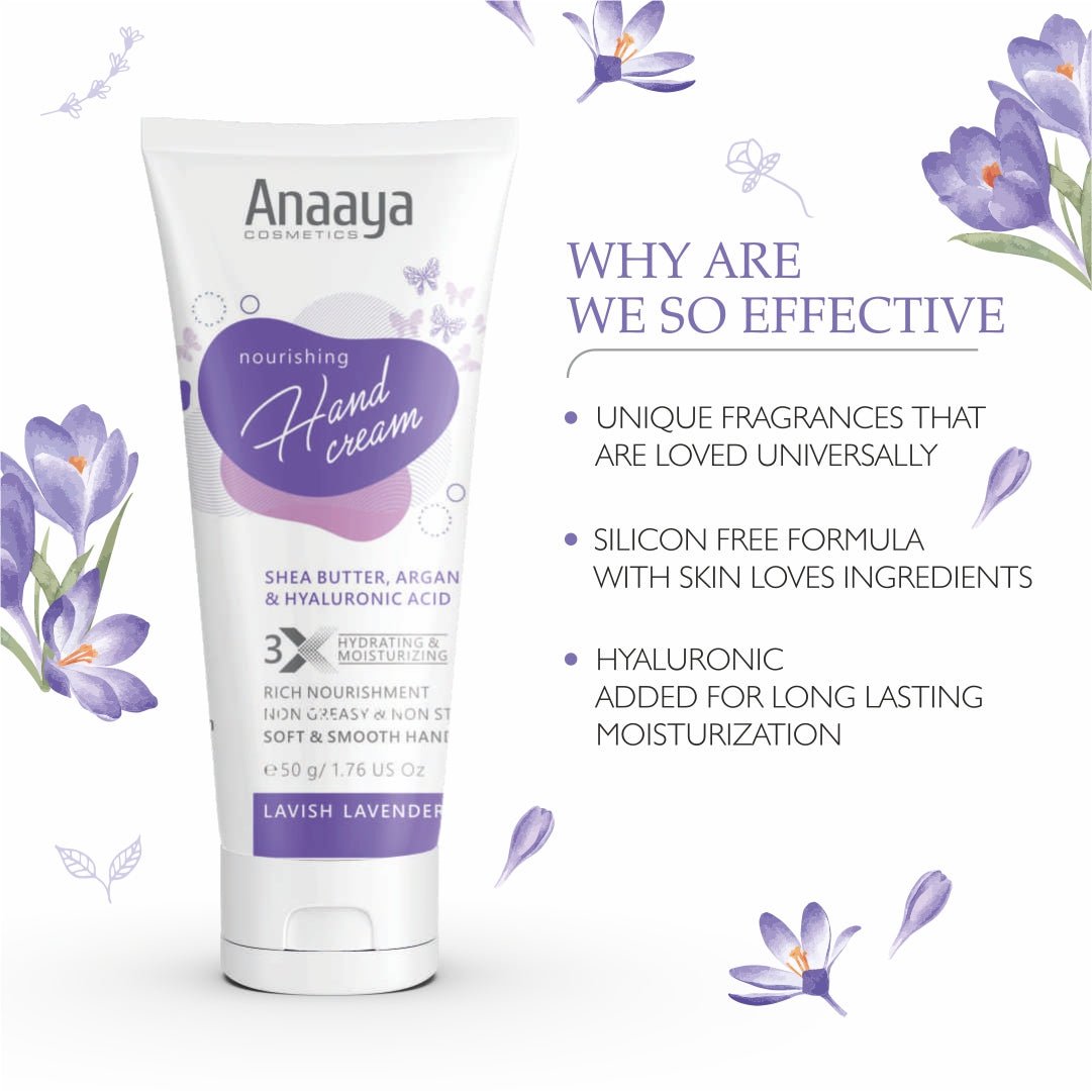 Nourishing Hand Cream |Lavish Lavender | with Shea Butter, argan Oil & Hyaluronic Acid 50 g